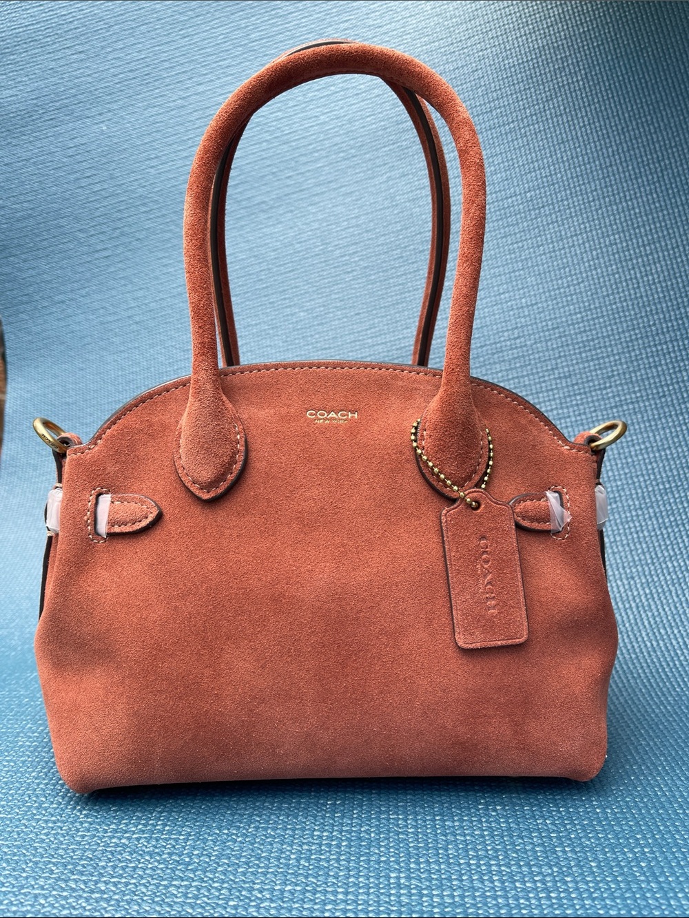 Coach Suede Satchel in Rust Orange